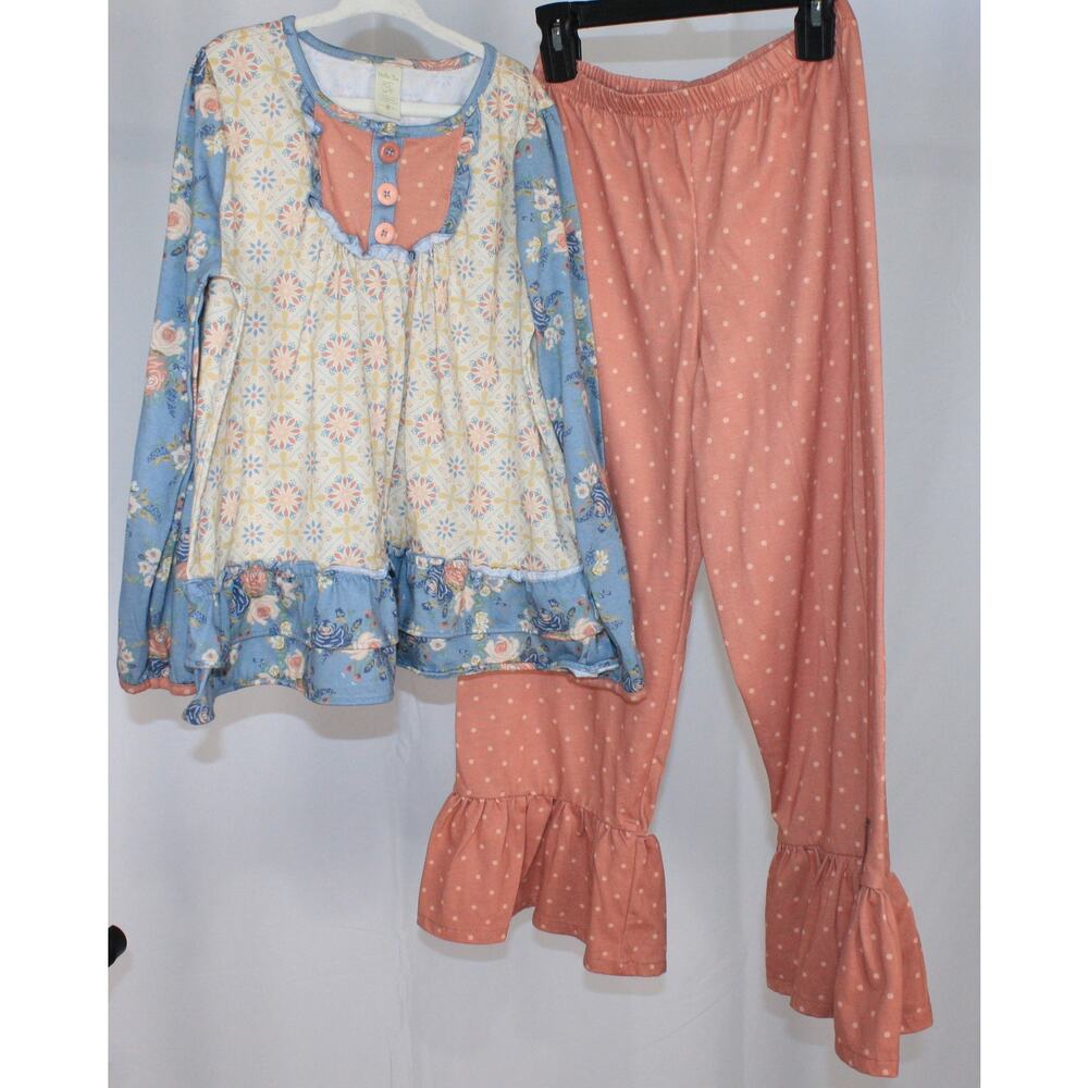Matilda Jane Floral Tunic & Ruffle Pants Set Girls Size 10